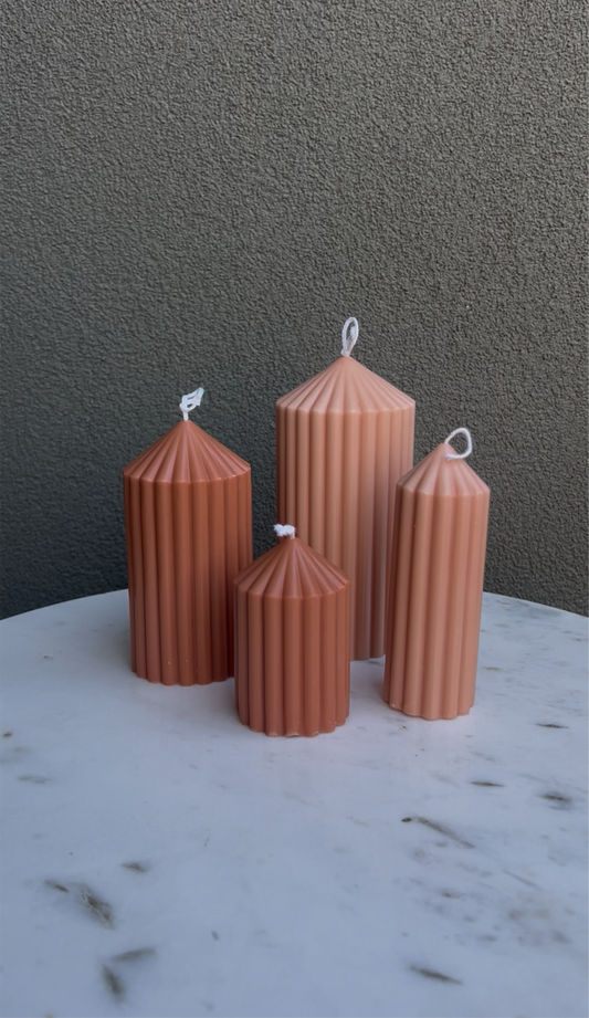 Ribbed Pillar Candle Set of 4