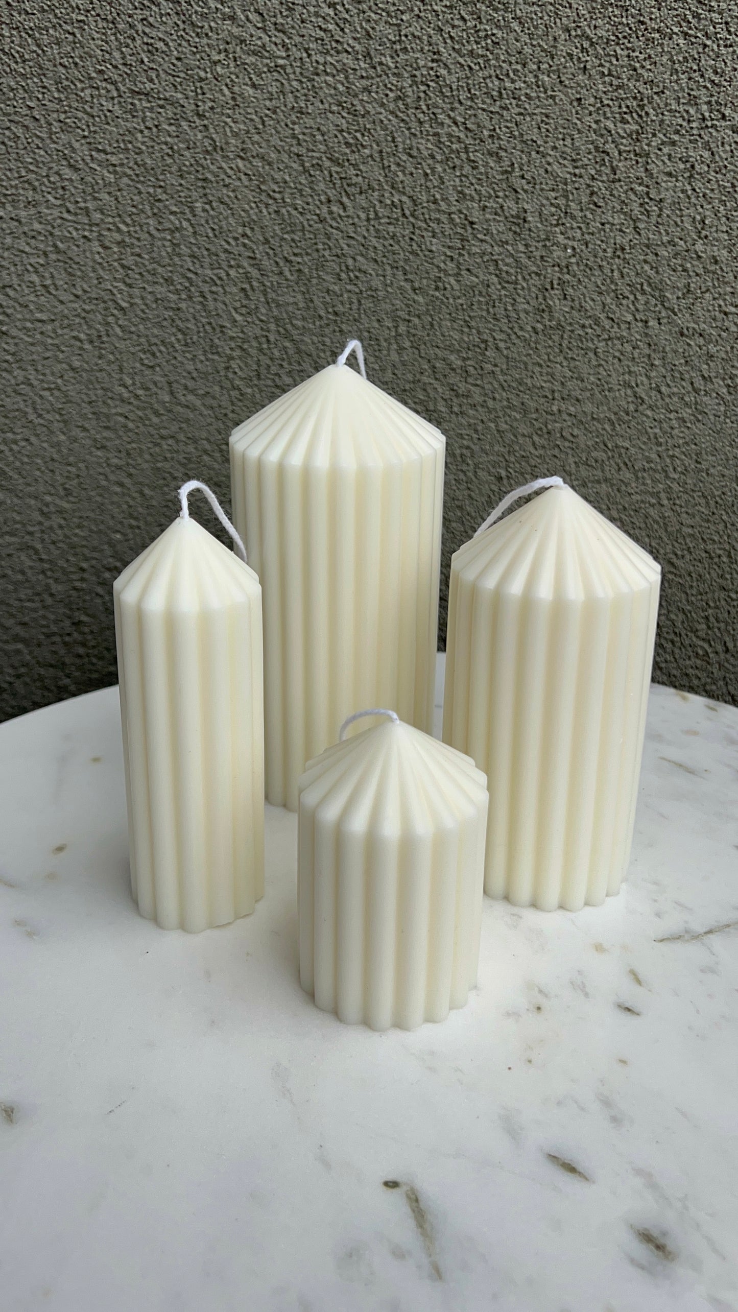 Ribbed Pillar Candle Set of 4