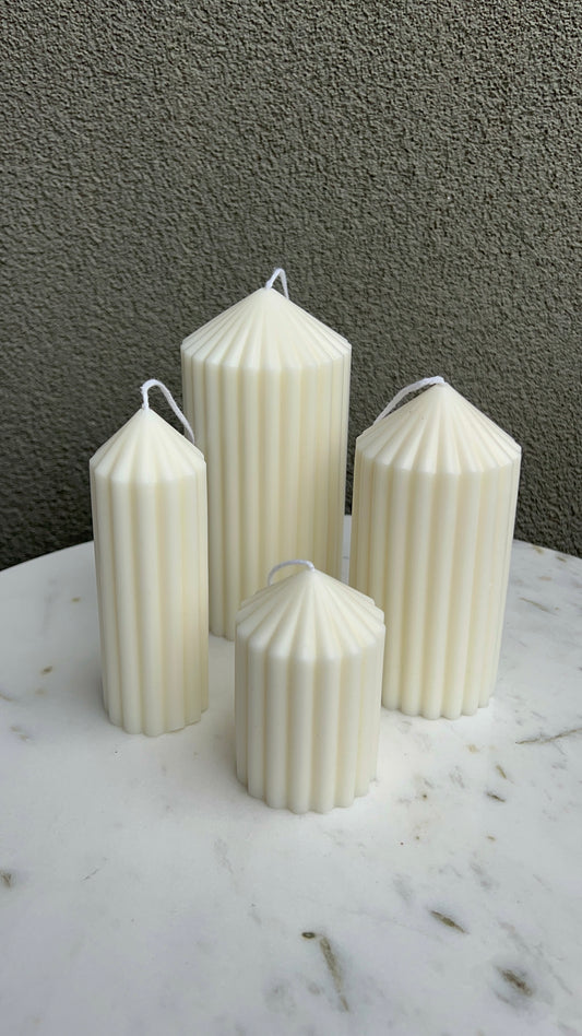 Ribbed Pillar Candle Set of 4